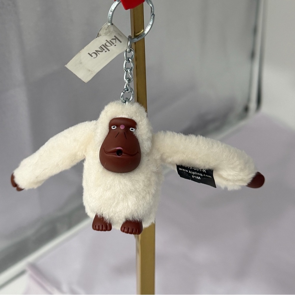 Kipling Monkey Keychain Plush Bag Charm – “PIM” Authentic Cream